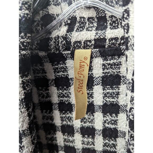 Steel Pony Women's Tweed Cardigan Jacket Open Front Fringes Pockets One Size - Picture 2 of 10